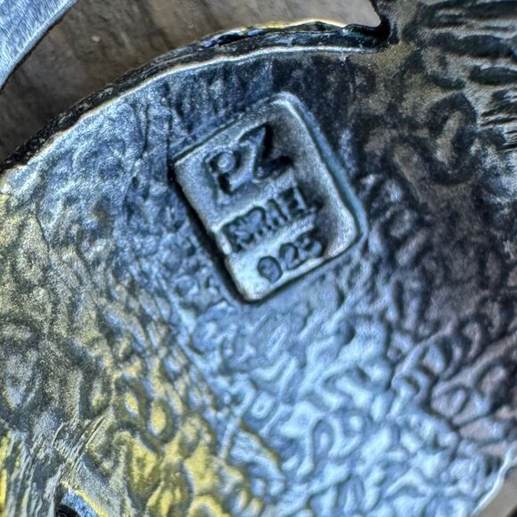 Vintage PZ Israel Roman Glass & Sterling Silver Ring, Size 8.8 by Paz Blue 925 - Picture 11 of 16